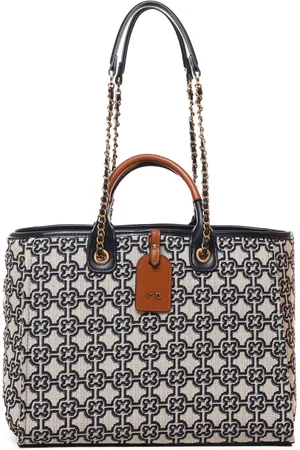 V°73 Tote Bags, female, , Size: ONE SIZE Blue Beige Leather Fabric Shoulder Bag