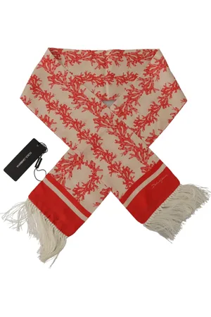 Dolce & Gabbana Silky Scarves, male, , Size: ONE SIZE Luxury Silk Scarf with Coral Print
