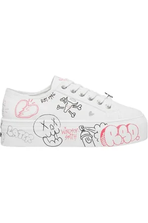 Windsor Sneakers, female, , Size: 11 US Multicolor Graffiti Fabric Women`s Sneakers - Size 38