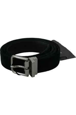 Dolce & Gabbana Belts, female, , Size: 95 CM Velvet Belt with Silver Buckle