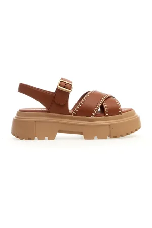 Hogan Flat Sandals, female, , Size: 10 US Cuoio Leather Sandals