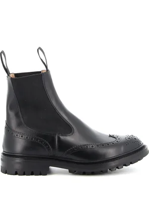 TRICKERS Chelsea Boots, male, , Size: 8 US Leather Chelsea Boot with Brogue Detail