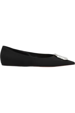 Amina Muaddi Ballerinas, female, , Size: 8 US Crystal Embellished Flat Shoes