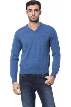 BILLIONAIRE V-neck Knitwear, male, , Size: S Luxury Embroidered Merino Wool Sweater