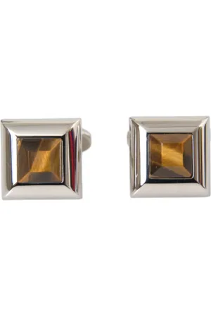 Dolce & Gabbana Cufflinks & Tie Clips, male, , Size: ONE SIZE Crystal Cufflinks Silver Orange Glass