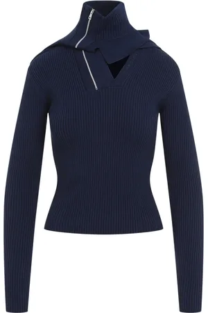 Y / PROJECT Turtlenecks, female, , Size: M Navy Fitted Pullover with Pinched Shoulders