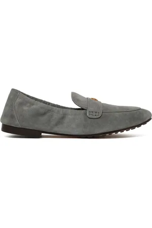 Tory Burch Loafers, female, , Size: 10 US Grey Loafers Gold Logo Almond