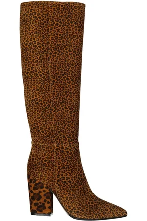 Sergio Rossi High Boots, female, , Size: 6 US Ankle Boots Leopard-Print Leather