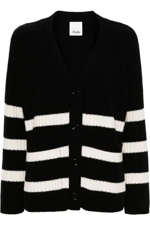 Allude Cardigans, female, , Size: M Striped Cashmere Cardigan Sweater