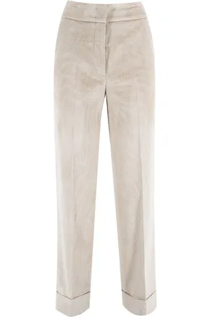 PESERICO SIGN Straight Trousers, female, , Size: XS Cotton Corduroy High Waist Trousers