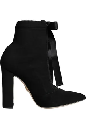 Dolce & Gabbana Heeled Boots, female, , Size: 5 1/2 US Suede Lace-Up Ankle Booties