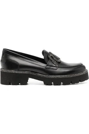 RENE CAOVILLA Loafers, female, , Size: 10 US Crystal Embellished Leather Shoes