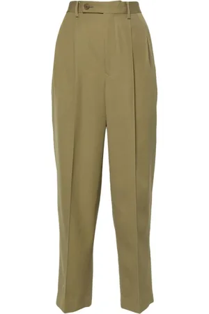 Auralee Tapered Trousers, female, , Size: XS Khaki Wool Trousers with Front Zip