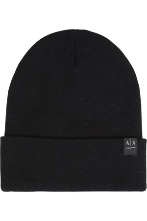 Armani Exchange Beanies, male, , Size: ONE SIZE Wool Blend Logo Beanie Hat