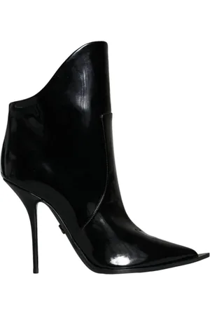 Dolce & Gabbana Heeled Boots, female, , Size: 9 1/2 US Patent Leather Logo Ankle Boots