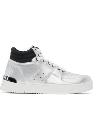 VERSACE Sneakers, male, , Size: 8 US Silver Patent High Top Sneakers