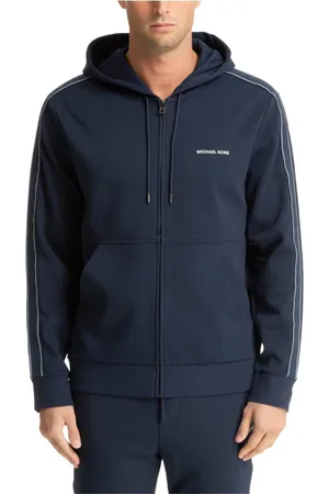 Michael Kors Zip-throughs, male, , Size: M Plain Hoodie with Drawstring and Zip
