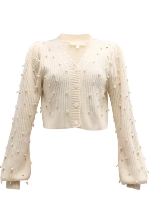 LOVESHACKFANCY Cardigans, female, , Size: M Frances Beaded Crop Cardigan