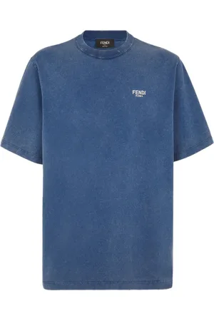 Fendi T-Shirts, male, , Size: M Cotton T-shirt with Metal Lettering