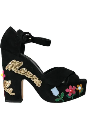 Dolce & Gabbana High Heel Sandals, female, , Size: 9 US Floral Embellished Platform Sandals