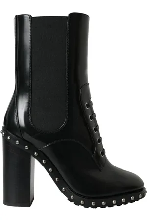 Dolce & Gabbana Heeled Boots, female, , Size: 6 US Studded Leather Lace-Up Ankle Boots