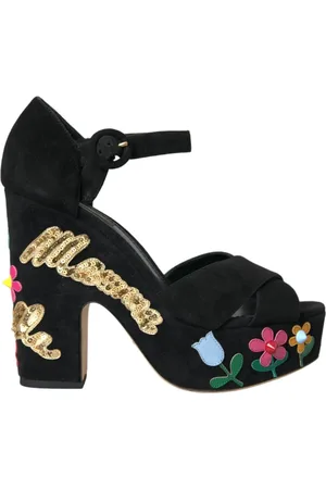 Dolce & Gabbana High Heel Sandals, female, , Size: 9 US Floral Embroidered Platform Sandals