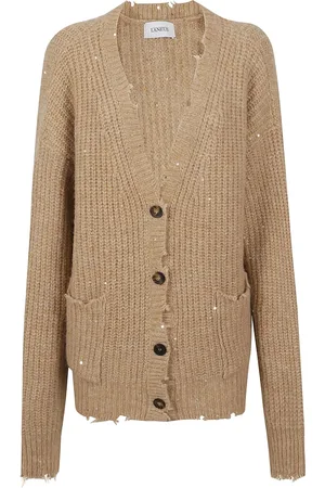 LANEUS Cardigans, female, , Size: 2XS Camel Sweater Alpaca Wool Blend Italy