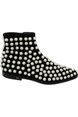 Dolce & Gabbana Ankle Boots, female, , Size: 9 US Suede Ankle Boots with Pearls