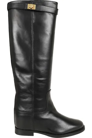 Via Roma High Boots, female, , Size: 7 US Leather Ankle Boots with Metal Strap