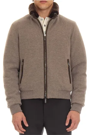 MOORER Zip-throughs, male, , Size: M Dove Grey Quilted Wool Coat