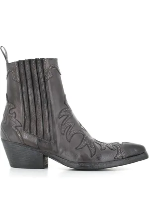 SARTORE Cowboy Boots, female, , Size: 7 US Vintage Anthracite Leather Boots