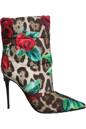 Dolce & Gabbana Heeled Boots, female, , Size: 9 US Leopard Rose Mid Calf Boots