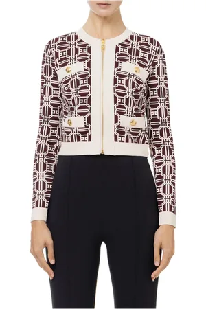 Elisabetta Franchi Cardigans, female, , Size: XL Logo Motif Cardigan with Front Pockets