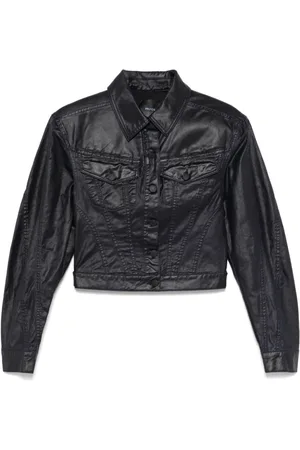 MUGLER Light Jackets, female, , Size: M Denim Wax Effect Jacket