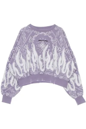Vision Of Super Sweatshirts, female, , Size: S Flames Print Crop Hoodie