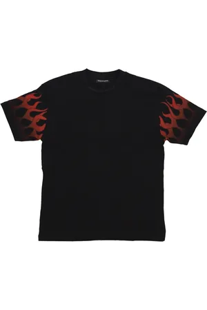 Vision Of Super T-Shirts, male, , Size: L Flames Tee /Red Short-Sleeve T-Shirt
