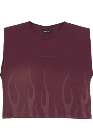 Vision Of Super Sleeveless Tops, female, , Size: S Flames Tee Grape Women