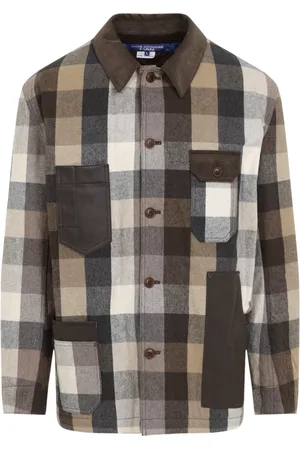 JUNYA WATANABE Light Jackets, male, , Size: S Black Checkered Leather Jacket