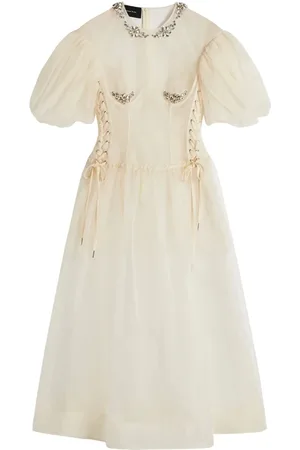 Simone Rocha Midi Dresses, female, , Size: S Ivory Lace-Up Corset Dress