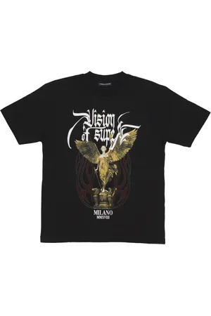 Vision Of Super T-Shirts, male, , Size: M Gothic Tee with Flames Embroidery