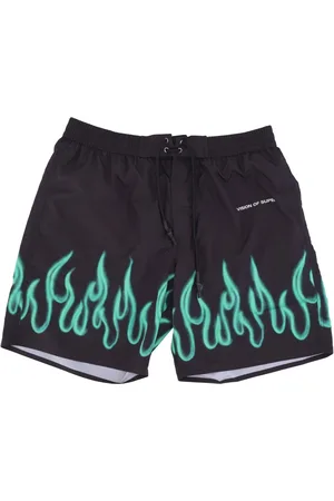 Vision Of Super Beachwear, male, , Size: L Flames Swim Shorts /Green