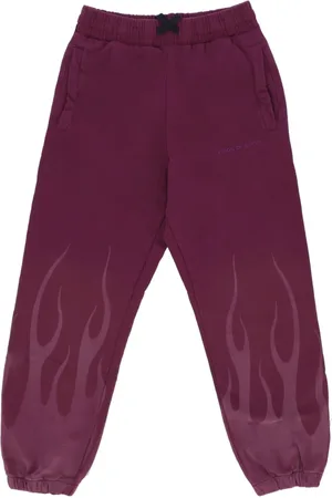 Vision Of Super Sweatpants, male, , Size: XL Flames Fleece Tracksuit Pants Grape Wine
