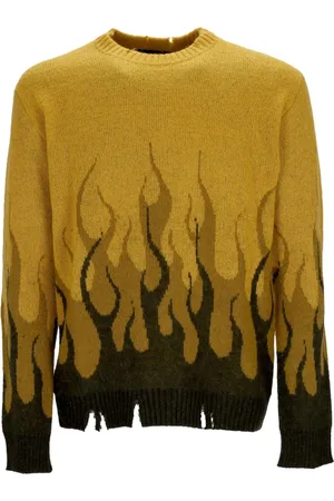 Vision Of Super Round-neck Knitwear, male, , Size: S Flames Oversize Crew Neck Sweater