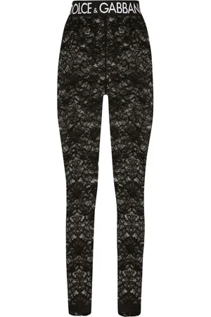 Dolce & Gabbana Leggings, female, , Size: XS Lace Overlay Leggings Skinny-Fit