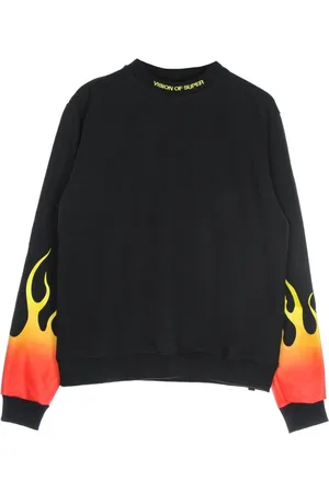 Vision Of Super Sweatshirts, male, , Size: S Red Shaded Flames Crewneck Sweatshirt