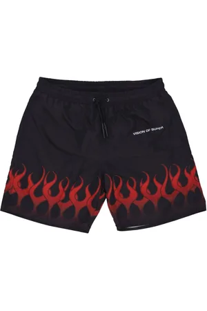 Vision Of Super Beachwear, male, , Size: XL Flames Swim Shorts /Red