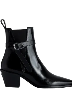 Zadig & Voltaire Cowboy Boots, female, , Size: 9 US Vintage leather ankle boots with C buckle