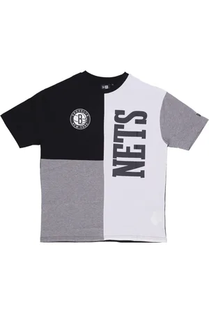 New Era T-Shirts, male, , Size: S Brooklyn Nets Logo Tee Black/Grey