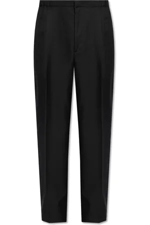 Fendi Straight Trousers, male, , Size: M Wool Pleat-Front Trousers