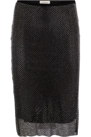 Sportmax Midi Skirts, female, , Size: M Mesh Skirt with Rhinestones